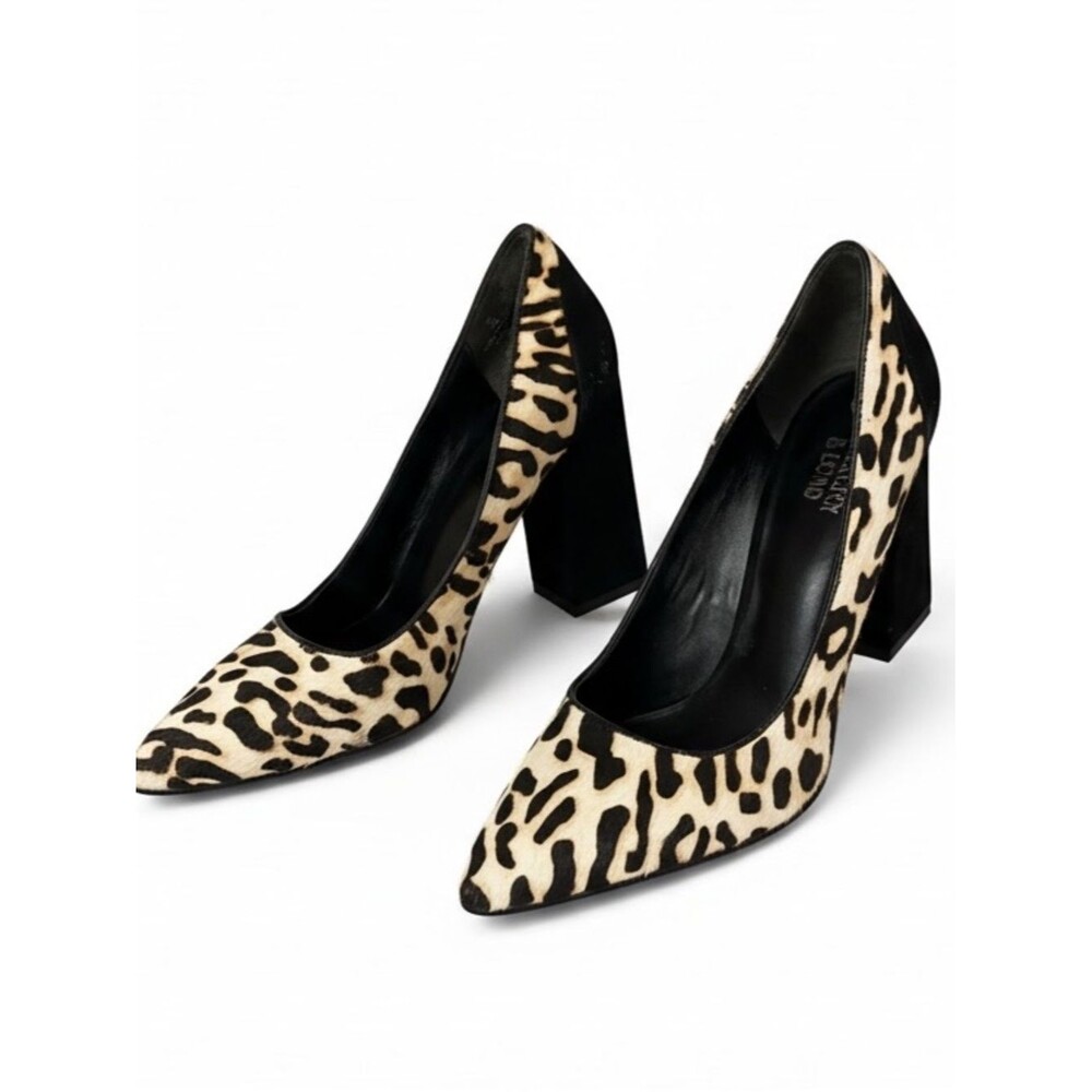 Bleeker and‎ Bond Calf a hair Leopard Print Heels in Black and Tan. Size 7